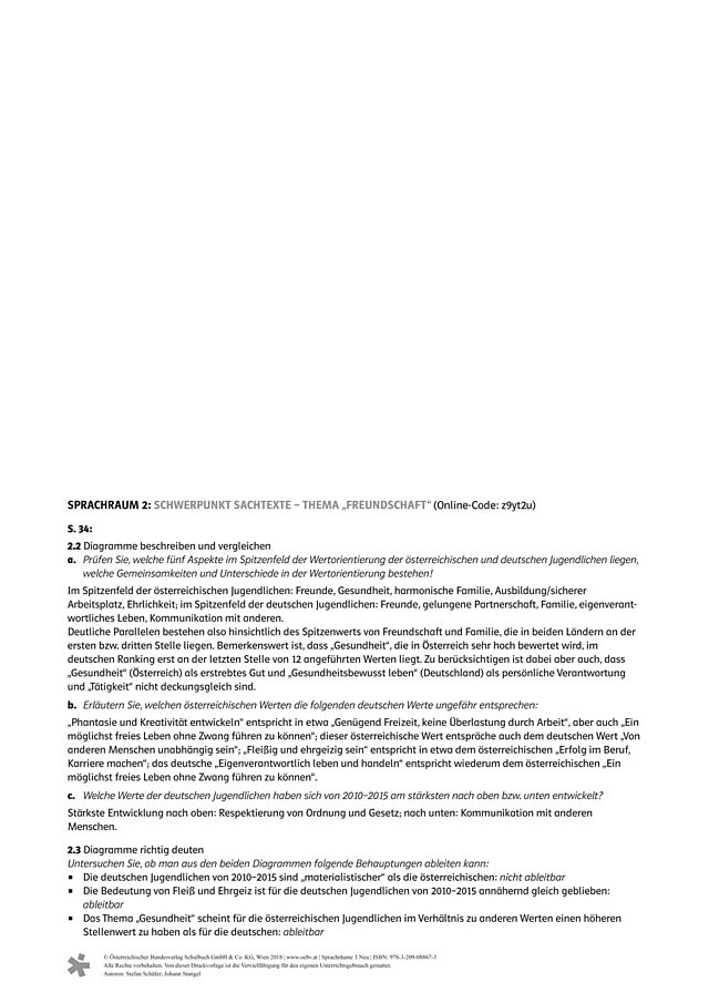 Schwerpunkt Sachtextanalyse – Thema „Freundschaft“