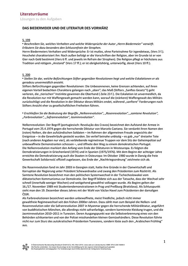 Das Biedermeier und die Literatur des Vormärz