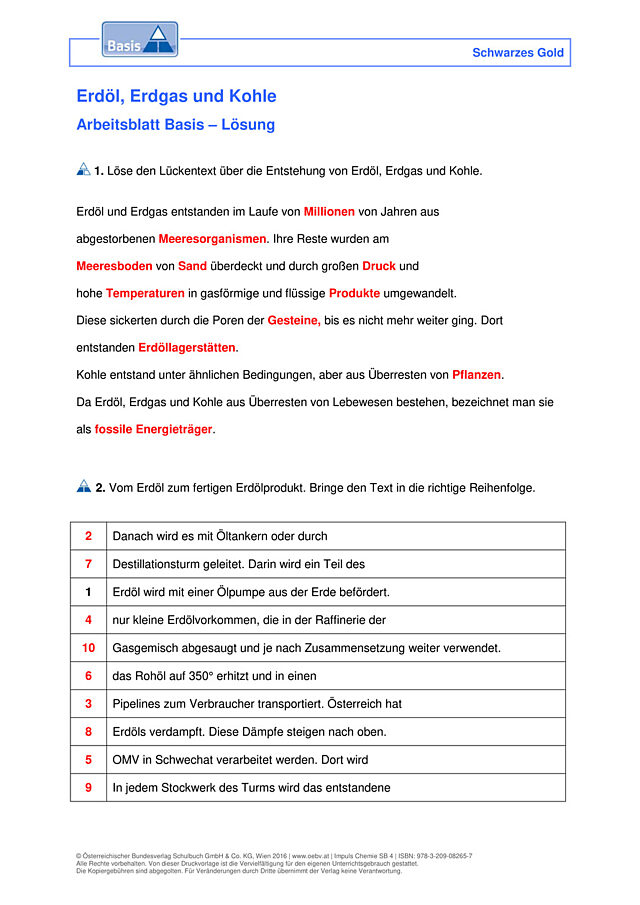 Erdöl, Erdgas und Kohle