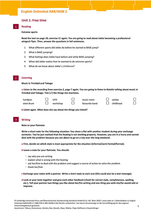 English Unlimited HAK/HUM 2
