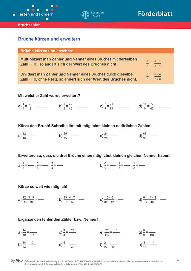 Brüche kürzen und erweitern