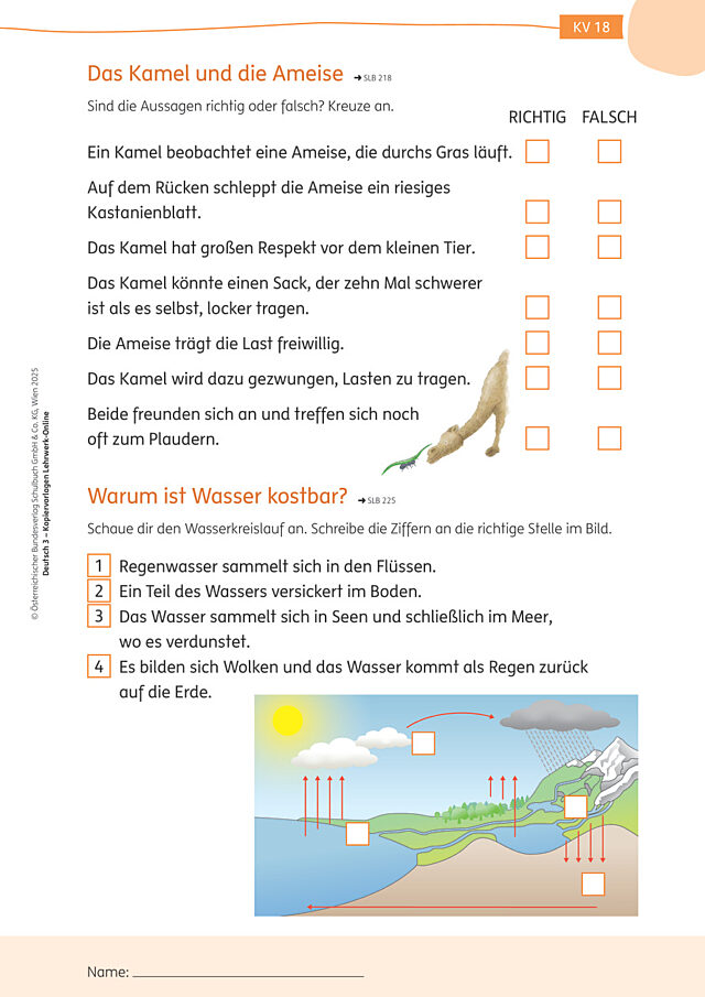 Das Kamel und die Ameise, Warum ist Wasser kostbar?