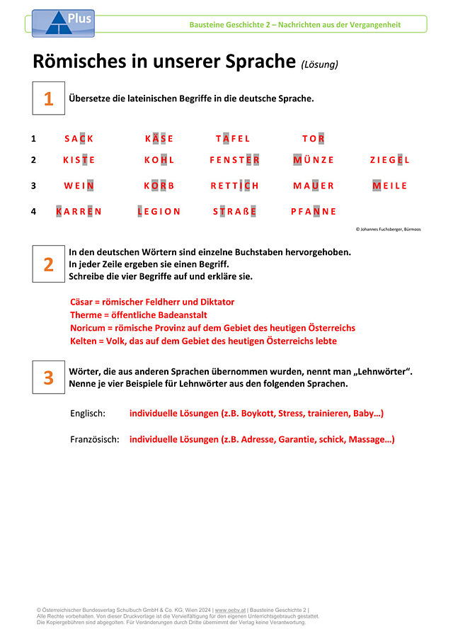 Römisches in unserer Sprache