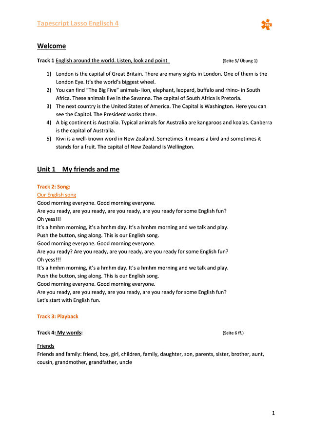Tapescript Lasso Englisch 4