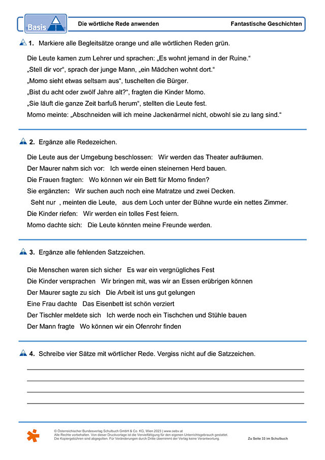 Die wörtliche Rede anwenden