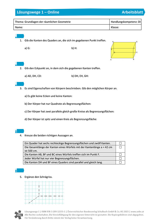 Grundlagen der räumlichen Geometrie 2