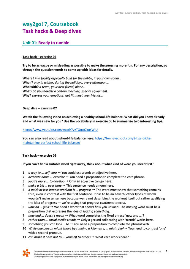 way2go! 7, neu, Task hacks, Deep dives