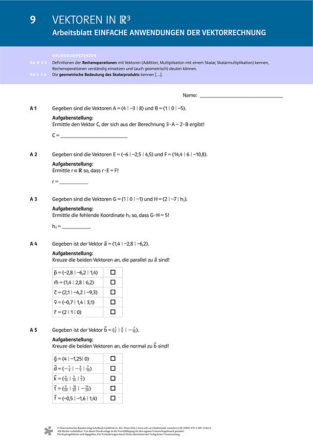 Einfache Anwendungen der Vektorrechnung