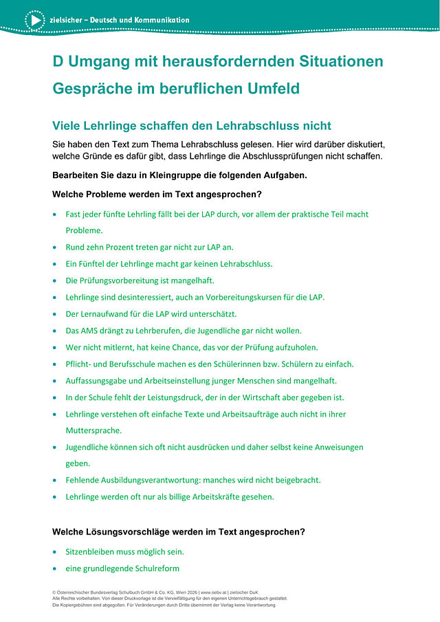 Gespräche im beruflichen Umfeld