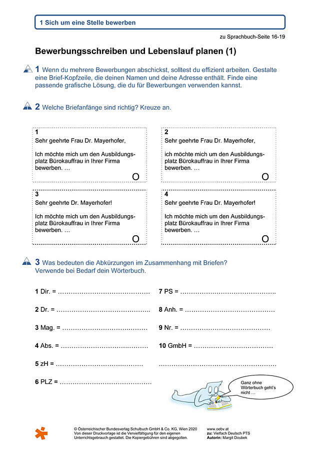 Lebenslauf und Bewerbungsschreiben planen (1)