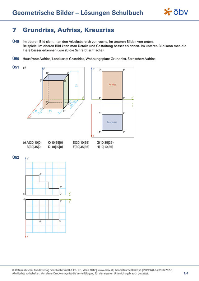 Grundriss, Aufriss, Kreuzriss