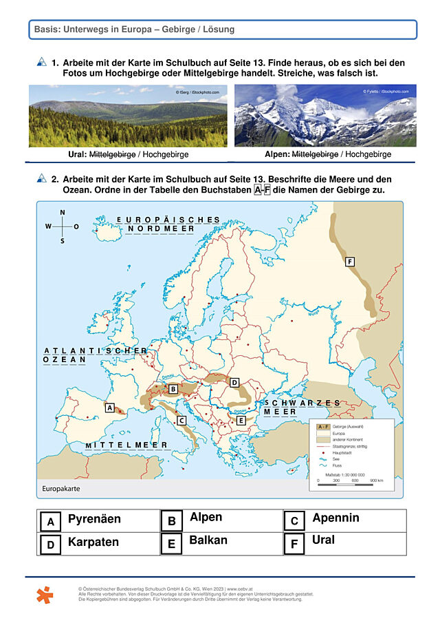 Europa - Gebirge