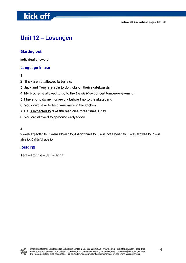 Unit 12 – Lösungen