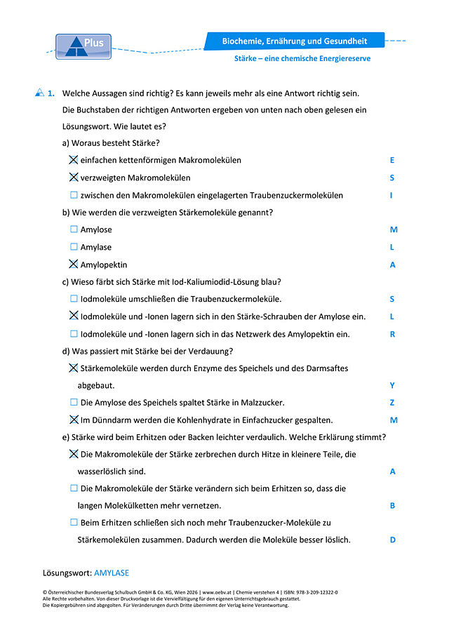 Stärke – eine chemische Energiereserve