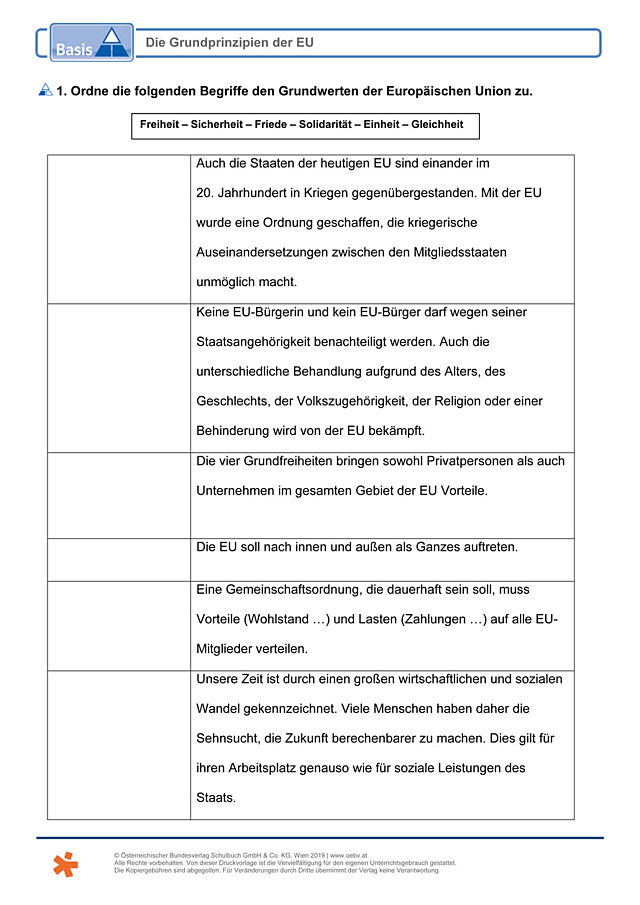 Die Grundprinzipien der EU