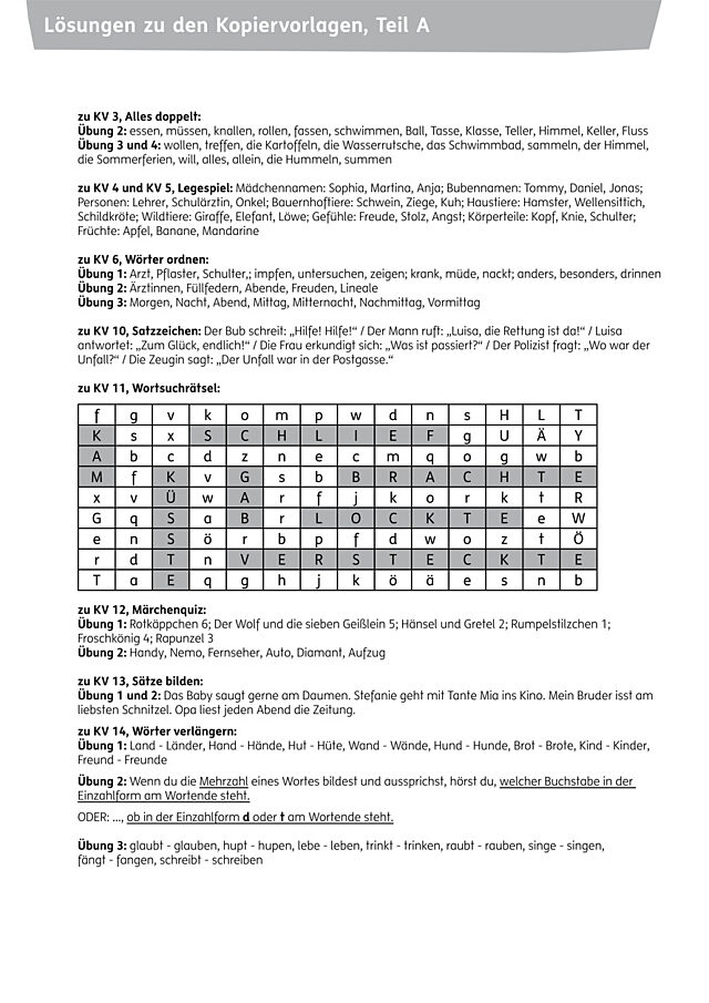 Lösungen zu den Kopiervorlagen