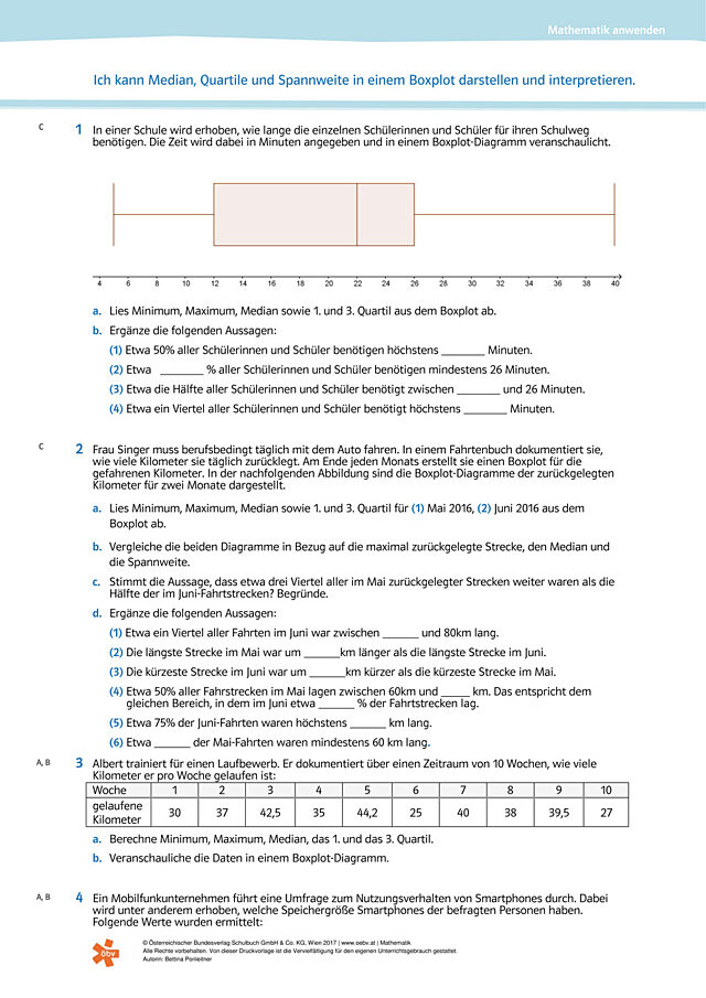 Ich kann Median, Quartile und Spannweite in einem Boxplot darstellen und interpretieren.