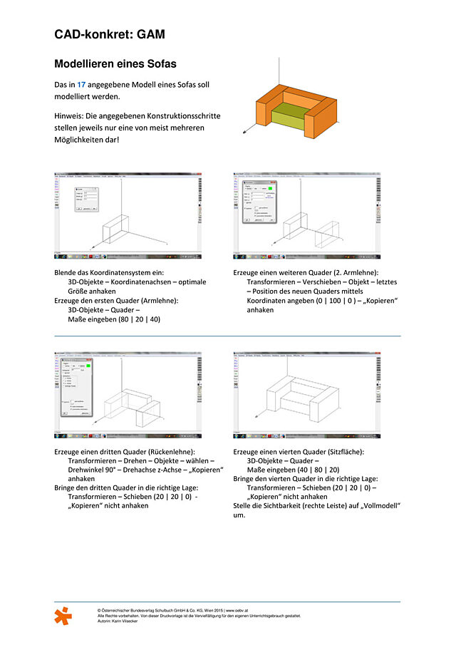 CAD konkret (GAM): Modellieren eines Sofas