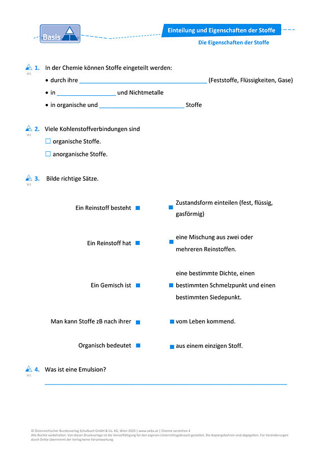 Die Eigenschaften der Stoffe