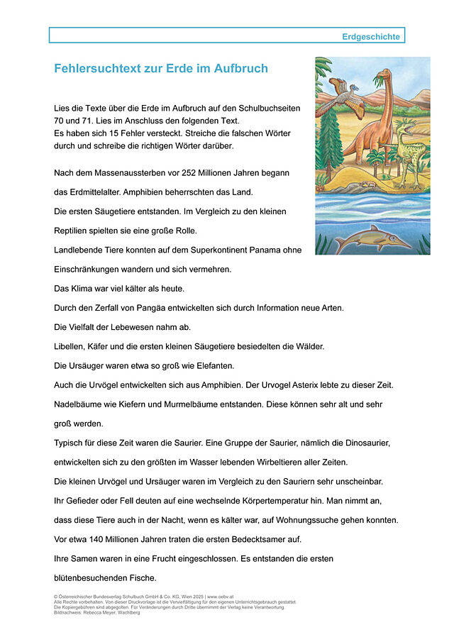 Fehlersuchtext zur Erde im Aufbruch