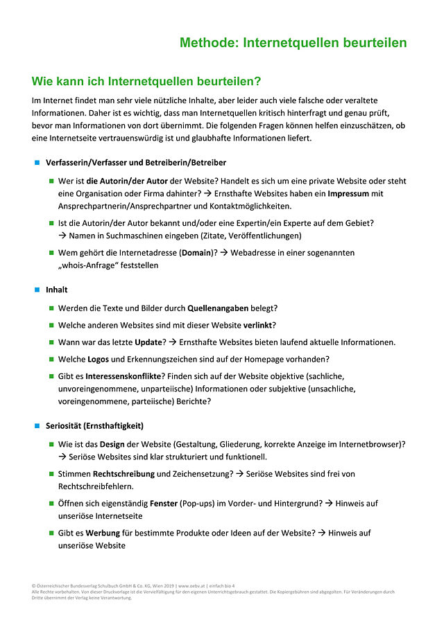 Wie kann ich Internetquellen beurteilen?
