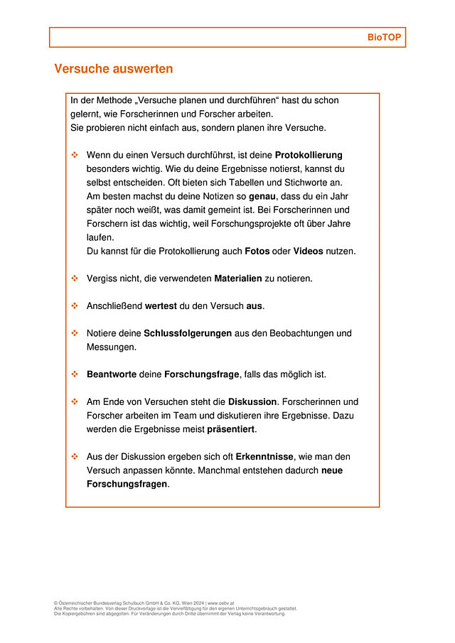 Versuche auswerten