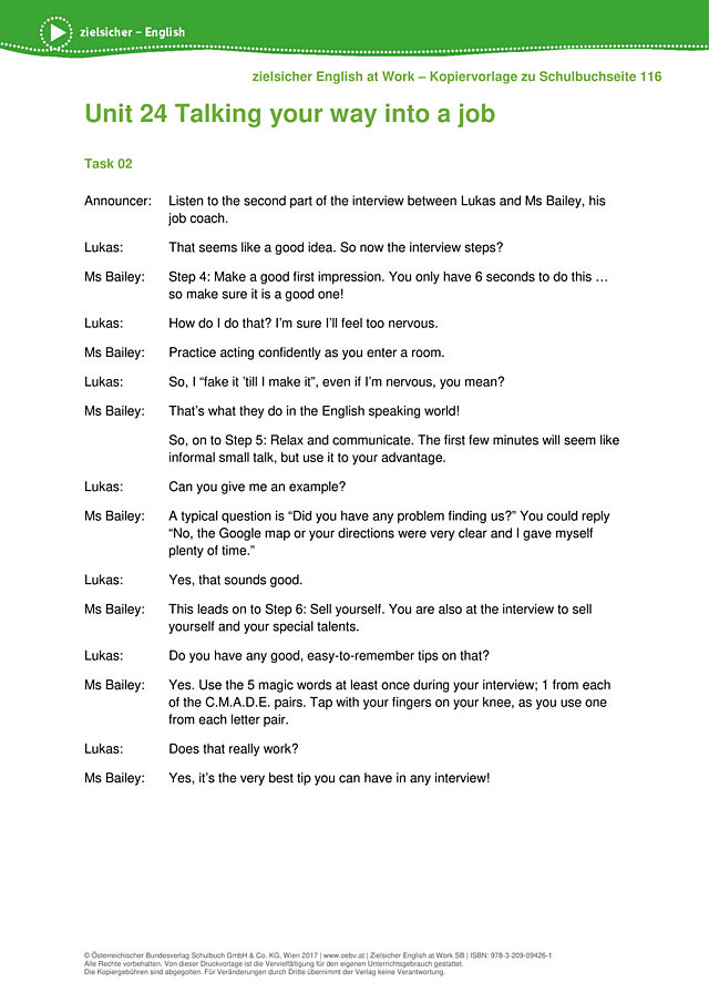 Talking your way into a job