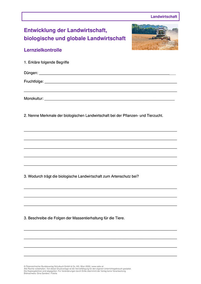 Entwicklung, biologische und globale Landwirtschaft