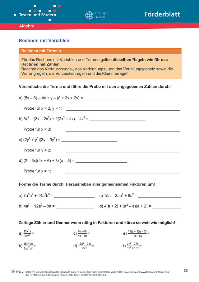 Rechnen mit Variablen