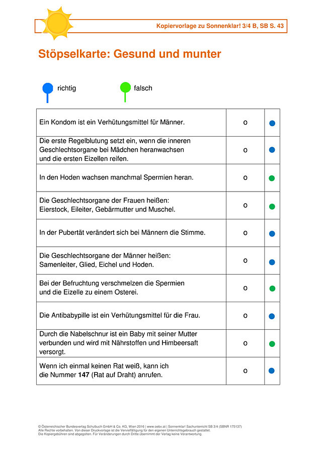 Stöpselkarte: Gesund und munter