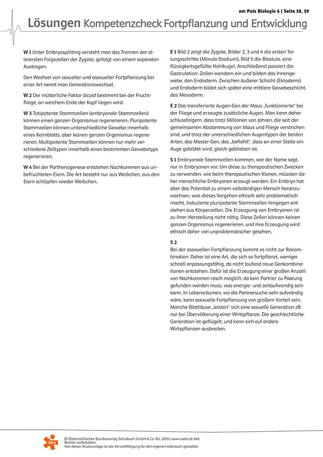 Kompetenz-Check Fortpflanzung und Entwicklung