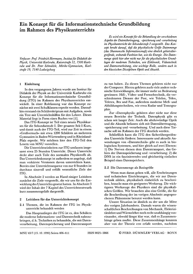 Grundbildung im Rahmen des Physikunterrichts