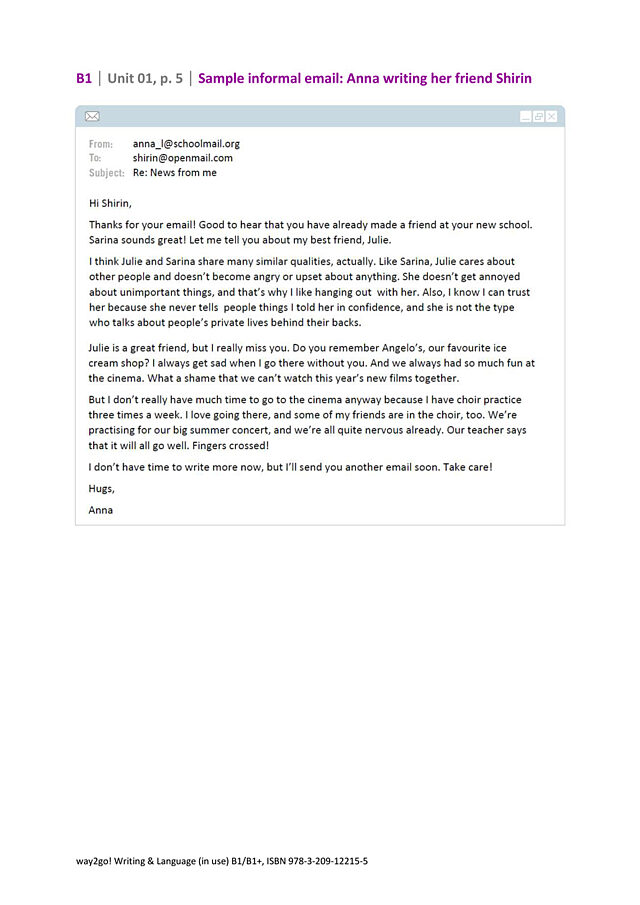 Over to you – sample texts B1
