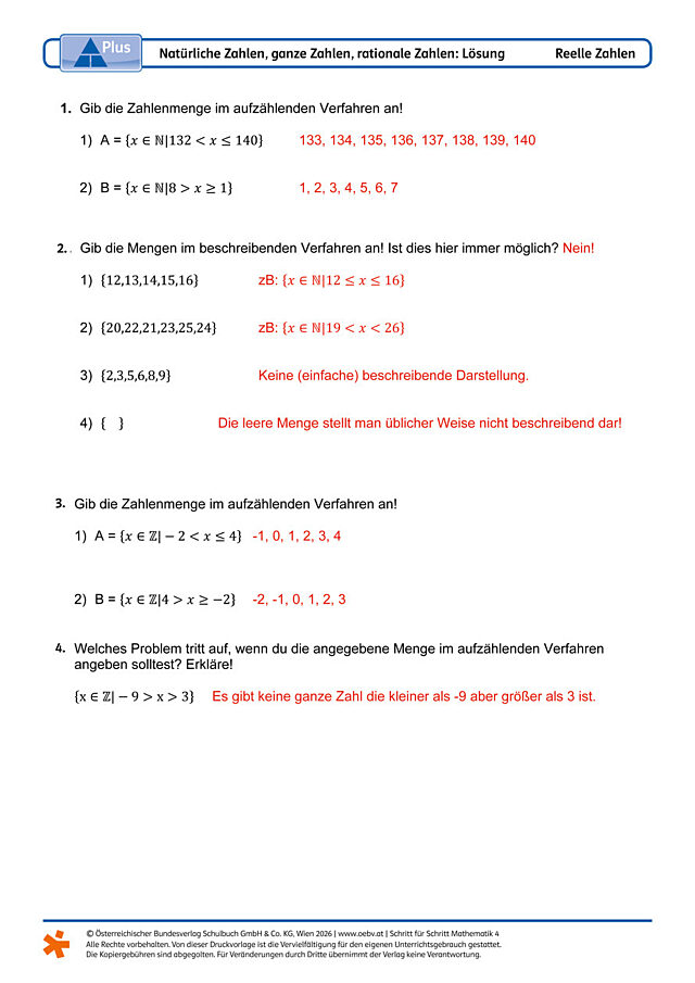 Natürliche Zahlen, ganze Zahlen, rationale Zahlen