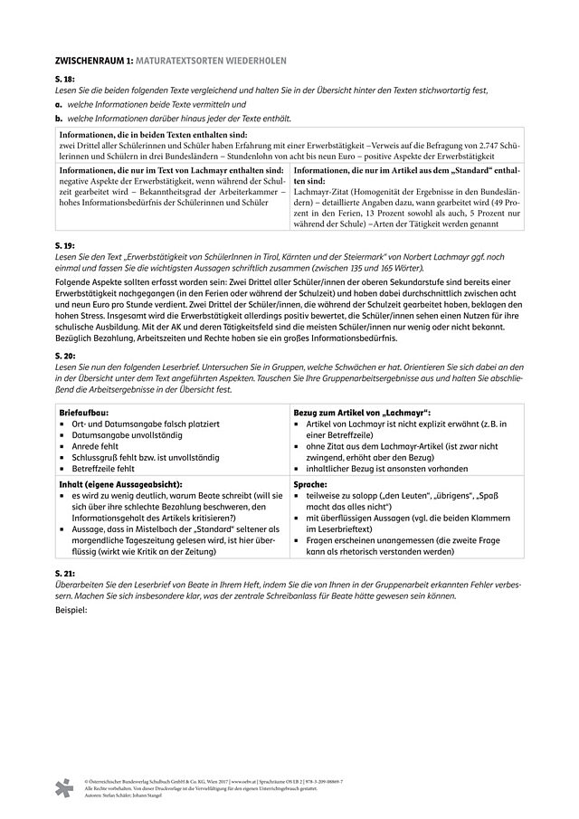 Maturatextsorten wiederholen