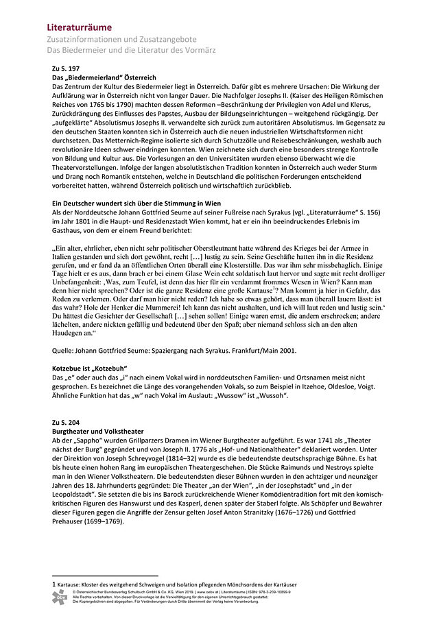 Das Biedermeier und die Literatur des Vormärz