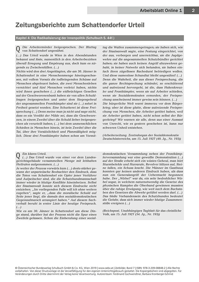 Zeitungsberichte zum Schattendorfer Urteil