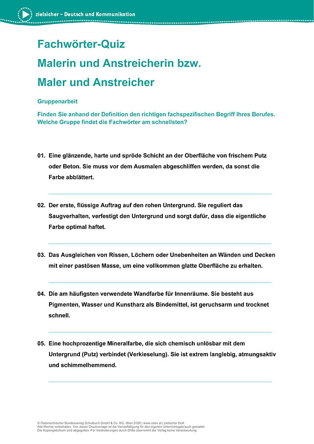 MalerIn und Anstreicherin