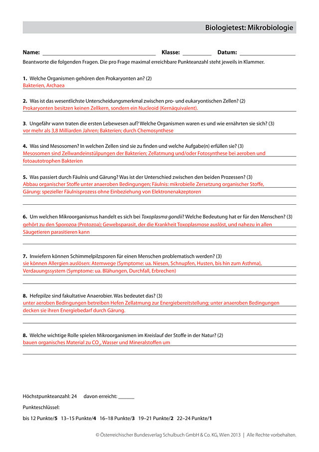 Biologietest: Mikrobiologie