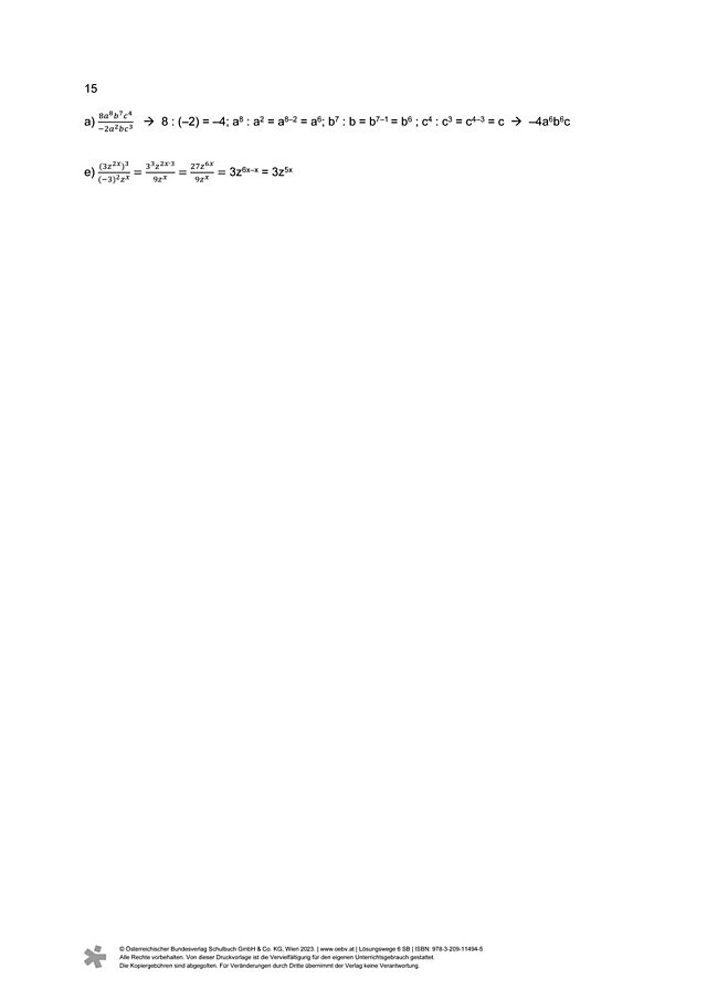 Beispiel 15 a, e