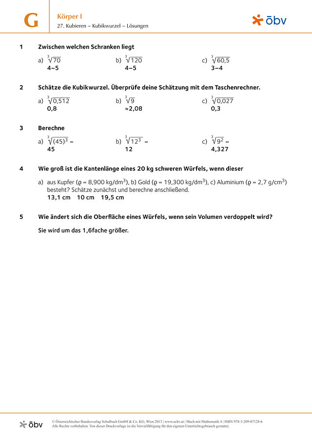 27. Kubieren – Kubikwurzel
