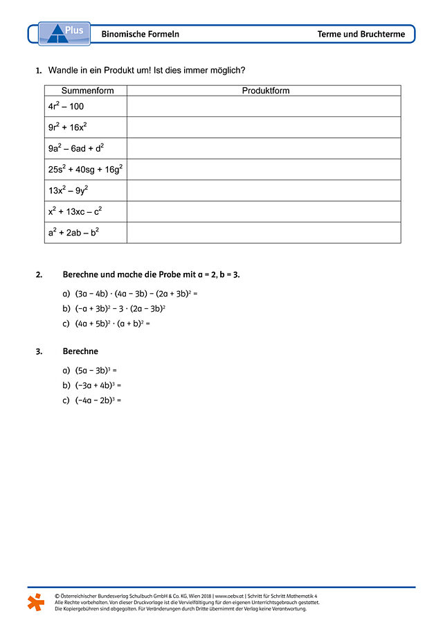 Binomische Formeln