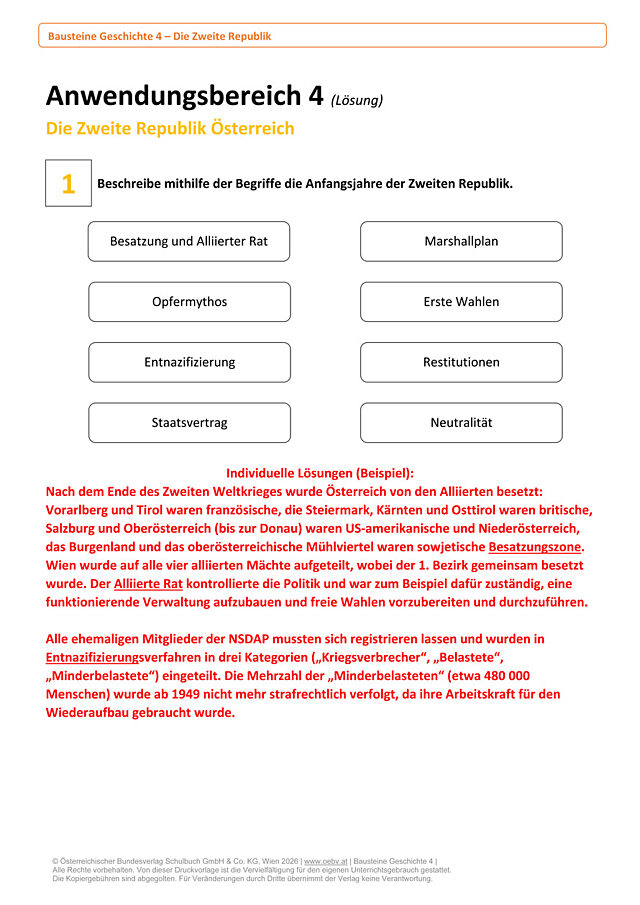Anwendungsbereich 4 - Die Zweite Republik Österreich