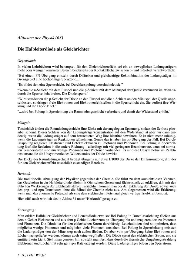 Die Halbleiterdiode als Gleichrichter
