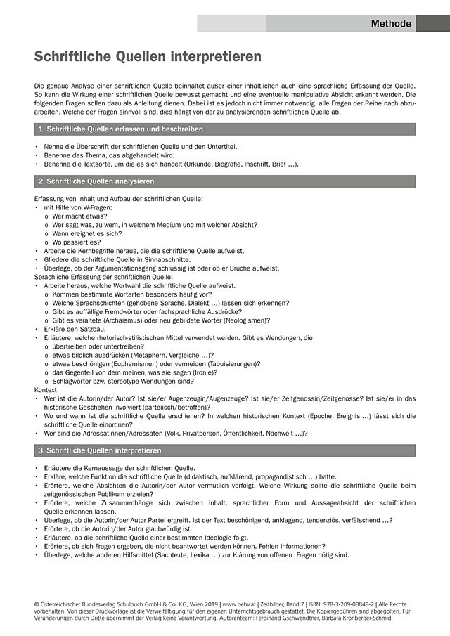 Schriftliche Quellen interpretieren