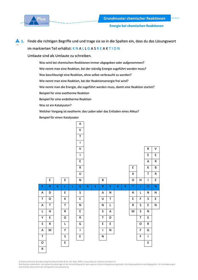 Energie bei chemischen Reaktionen