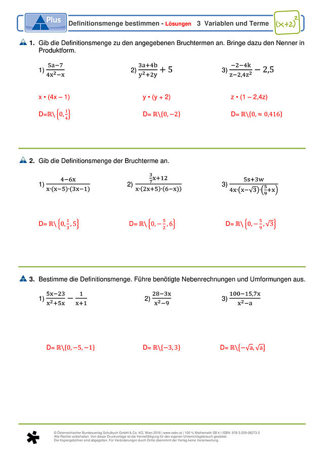 Definitionsmenge bestimmen