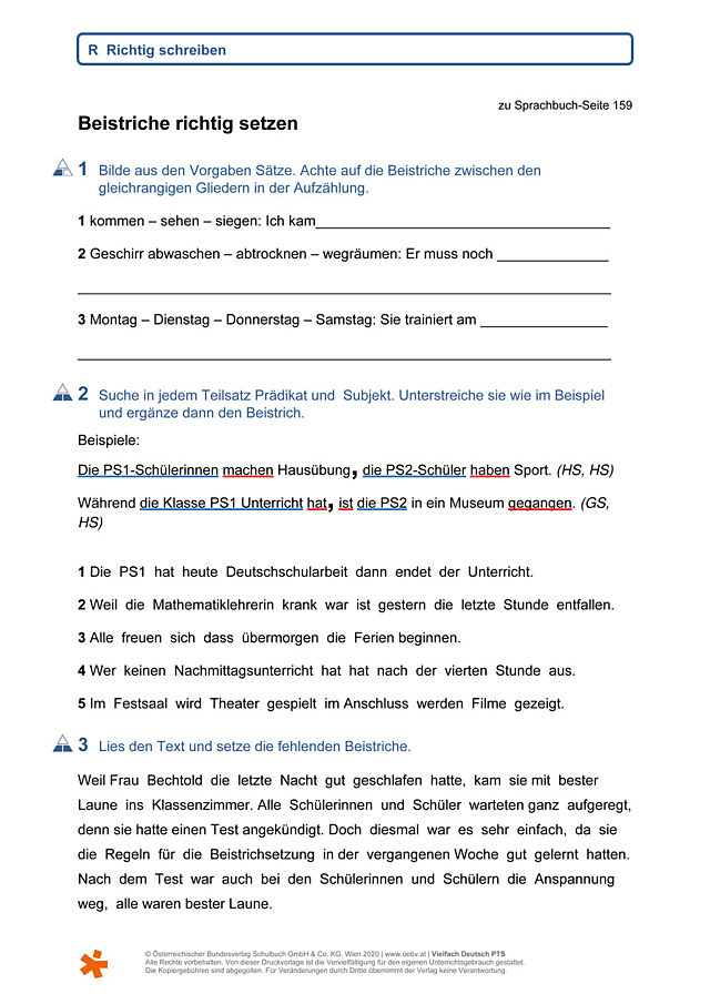 Beistriche richtig setzen