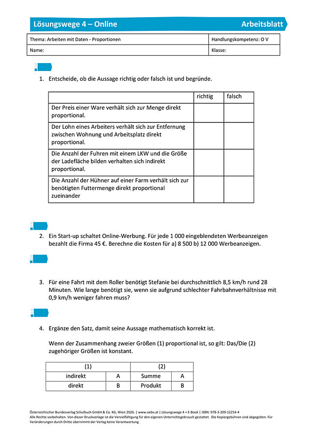 Arbeiten mit Arbeiten mit Proportionalitäten, Daten und Zufall