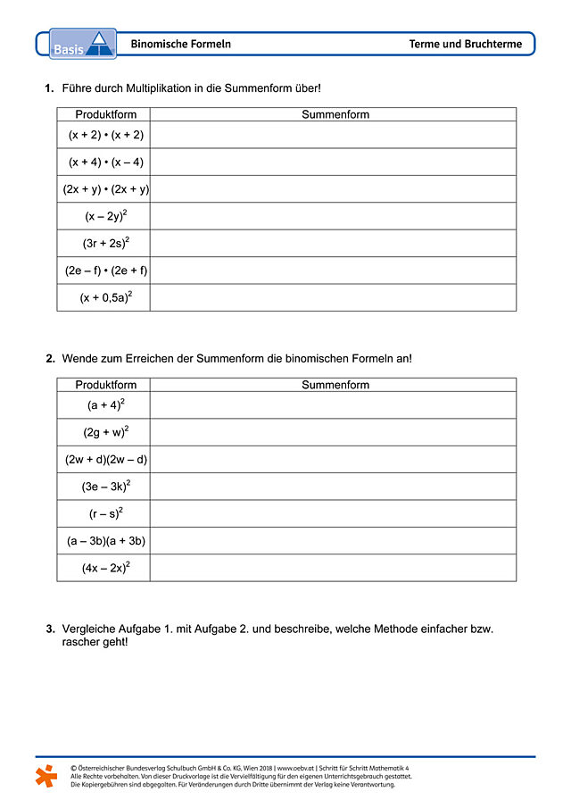 Binomische Formeln